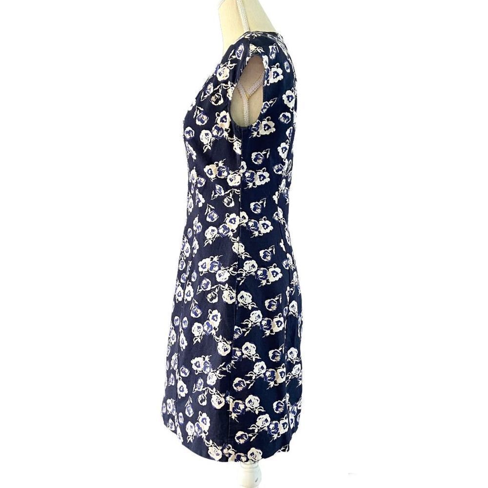 GAP Floral Navy Linen Cotton Cap Sleeve Mini Dress 2 - Picture 3 of 9